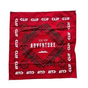 Clif‎ Bar "Feed Your Adventure" Red/Black 21"x21" Bandana With Chain link Print