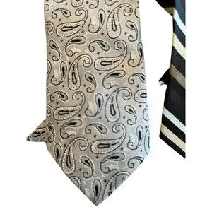 Clip-on Ties Necktie Boys Bundle Of 2 Brown Stripe Grey Paisley