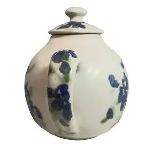 Clouds Folsom Pottery Teapot Lidded Large Floral Iris Studio Art Vintage 1994