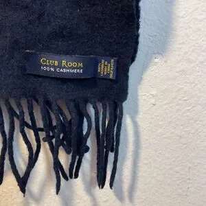 Club Room Scarf Mens Navy Blue 100% Cashmere Winter Soft Fringed Classic Warm