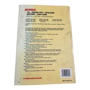 Clymer Service Manual For Honda XL/XR250-370:1978-1995 XR200R:1984-1985 XR250L
