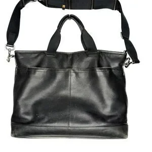 Coach F70926 Bleecker Legacy Black Pebbled Leather Slim Brief Bag With Strap