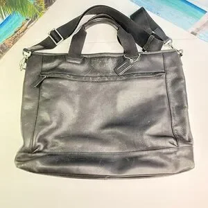 Coach F70926 Bleecker Legacy Black Pebbled Leather Slim Brief Bag With Strap