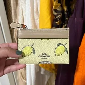 COACH Mini Skinny ID Case With Lemon Print