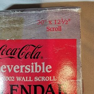 Coca Cola 2001 / 2002 Double Sided Bamboo Scroll Calendar W/ Box VINTAGE
