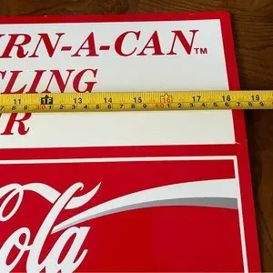 Coca Cola Plastic Red & White Return A Can Recycling Center Sign