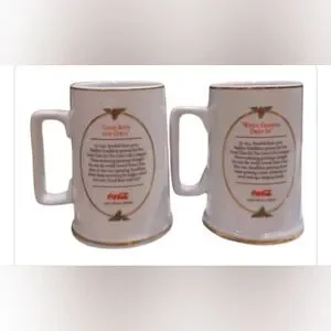Coca Cola Vintage Collector's Edition Christmas Set Of 2 1996 Coffee Cup Mugs