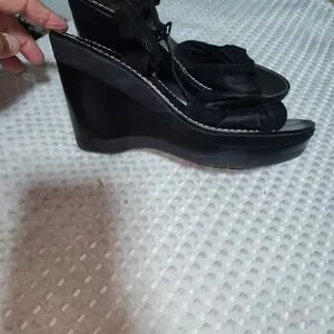 COLE HAAN COLLAB NIKE AIR TWIST EUC WOMENS SZ 7 B BLACK WEDGE SANDALS SHOES