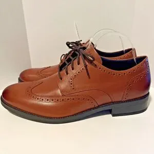 Cole Haan Grand+ Men's 12 Oxford Shoes British Tan Brown Dress Wingtip C37330