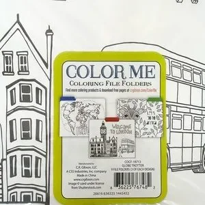 Color Me Set Of 9 Coloring File Folders Globe Trotter Travel New Open Package