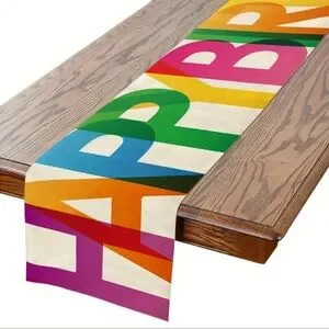 Colorful Birthday Table Runner NEW Perfect Decor Item