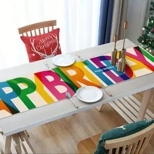 Colorful Birthday Table Runner NEW Perfect Decor Item