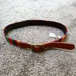 Colorful Boho Leather Fabric Belt Guatemalan S M Colorful Boho Leather Fabric Belt Guatemalan S M