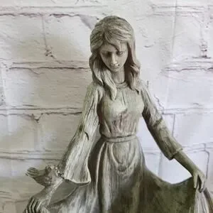 Colorful Girl With Flowers Bird Seed Feeder – Delightful Garden Decor - Statue