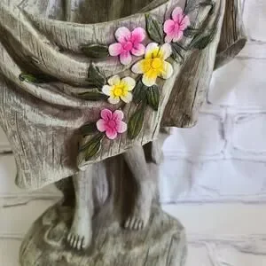 Colorful Girl With Flowers Bird Seed Feeder – Delightful Garden Decor - Statue