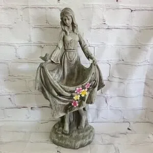Colorful Girl with Flowers Bird Seed Feeder – Delightful Garden Decor - Statue