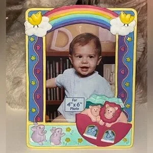 Colorful Noah’s Ark Animal-Themed Kids Photo Frame. Holds 4x6 Photo