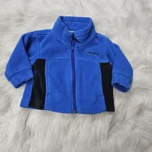 Columbia Sportswear Blue Black Fleece Zip Up Jacket Baby Size 6 Months