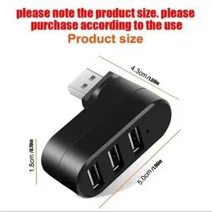 Compact Black USB Hub With Three Ports