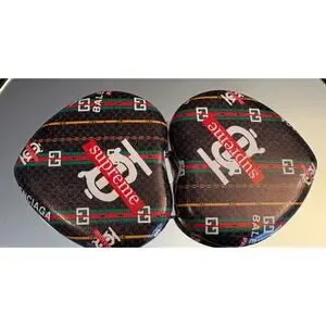 COMPACT MIRROR: Heart-Shaped Black Red Green Collab Monogram Design NWOT