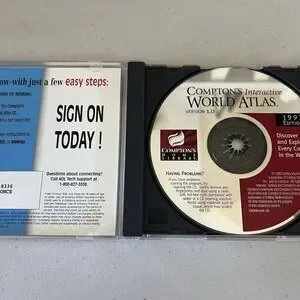 Compton's Interactive World Atlas 1997 Edition Home Library Complete CIB