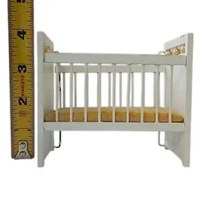 Concord Miniatures Baby Crib Yellow White Vintage 70s Wood Cottage Farmhouse