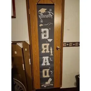 Congratulations Graduation Scroll Pennant 72" & Banner Black Gold White 58x64"