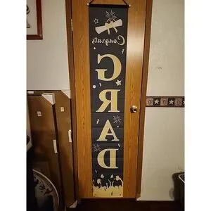 Congratulations Graduation Scroll Pennant Black Yellow Hanging Banner 70"