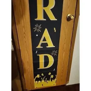 Congratulations Graduation Scroll Pennant Black Yellow Hanging Banner 70"