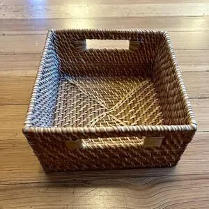 Container Store Rattan Cube With Handles Natural