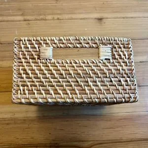 Container Store Rattan Cube With Handles Natural