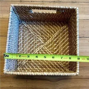 Container Store Rattan Cube With Handles Natural
