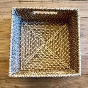 Container Store Rattan Cube with Handles Natural
