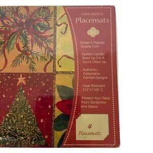 Cork Backed Christmas Placemats Set Of 4 With Heat Resistance By Benson Mills