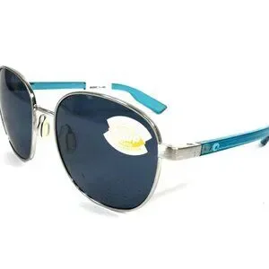 Costa Sunglasses Egret 6S4005-06 Brushed Silver Clear Blue With Gray Lenses 580P