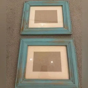 Cottage Rustic Sea Green with Gold Hand Painted Picture Frame Set of 2