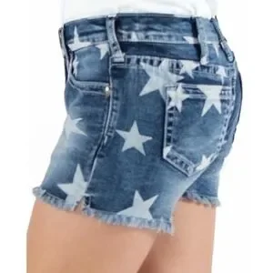 COWGIRL TUFF "Hollywood" Star Print Denim Jean Shorts Frayed Hem Girls Sz11 NWOT