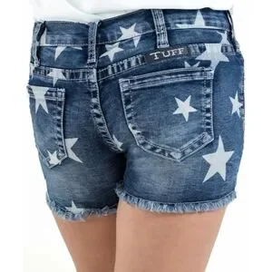COWGIRL TUFF "Hollywood" Star Print Denim Jean Shorts Frayed Hem Girls Sz11 NWOT