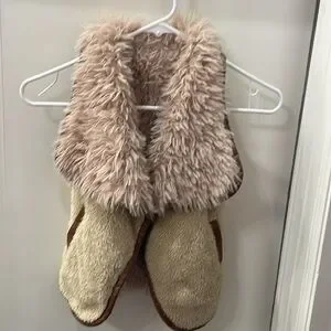 Cozy Kids' Faux Fur Vest - Cream And Brown