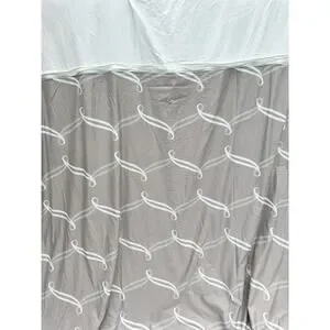 Crane & Canopy Queen Duvet Cover Taupe Grey White 100% Cotton LUXURY Zipper