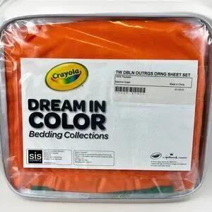 CRAYOLA Dream In Color Twin Sheet Set OUTRAGEOUS ORANGE - NEW w/ TAGS