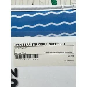 Crayola Dream In Color Twin Sheet Set Serpentine Stripe Cerulean Blue NEW