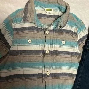 CRAZY 8 FLANNEL SHIRT 5-6 & THE CHILDREN’S PLACE SLIM SKINNY JEANS 6 EUC
