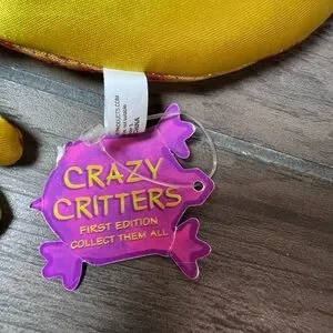 Crazy Critters Lizard Plush Toy Orange Red Dot Gecko Stretchy Beanbag Style Tags