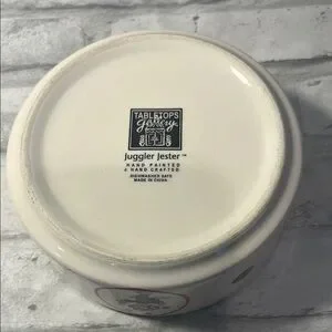 Cream Ceramic Small Dog Bowl With Cartoon Dogs Design Juggler Jester