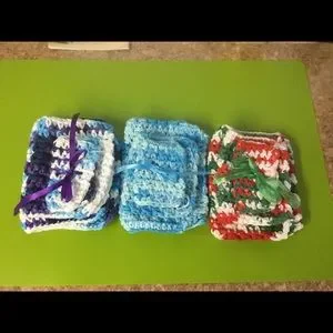 Crochet Cloths Bundle Set Of 3 (make-up Washcloth Dishes Cleaning Cloth) New