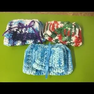 Crochet Cloths Bundle Set Of 3 (make-up Washcloth Dishes Cleaning Cloth) New