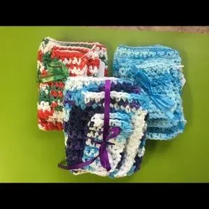 Crochet Cloths Bundle Set Of 3 (make-up washcloth dishes cleaning cloth) New
