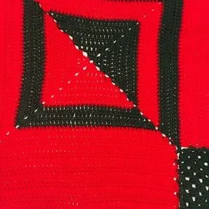 Crochet Red And Green Holiday Square Shape Throw Blanket Handmade
