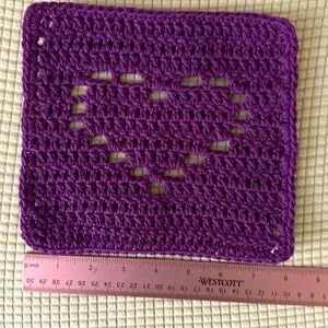 Crochet Washcloths Dishcloths With Hearts Handmade By Seller - 100% Cotton